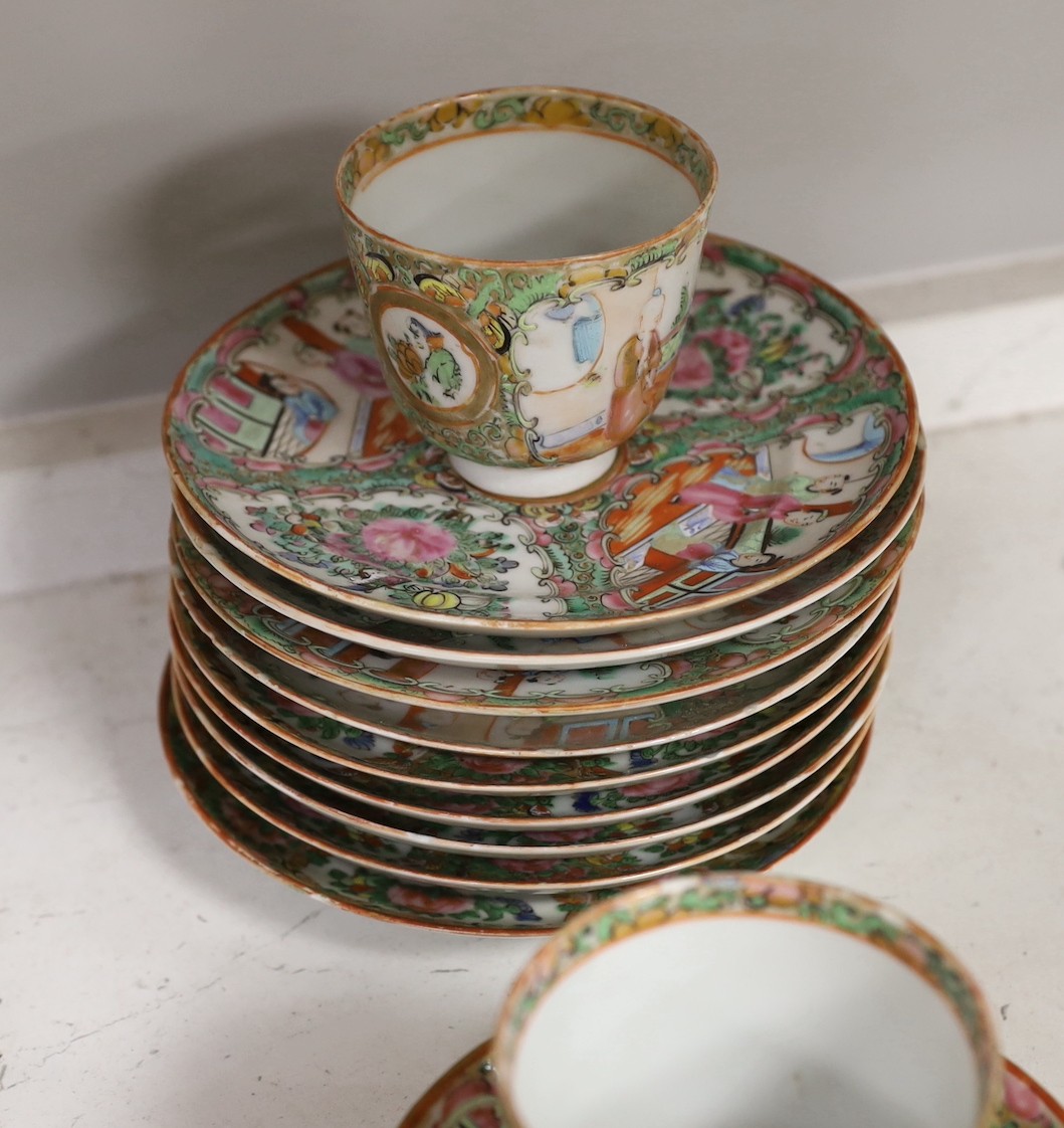 A group of Chinese Canton decorated famille rose tea wares, 19th / early 20th century
